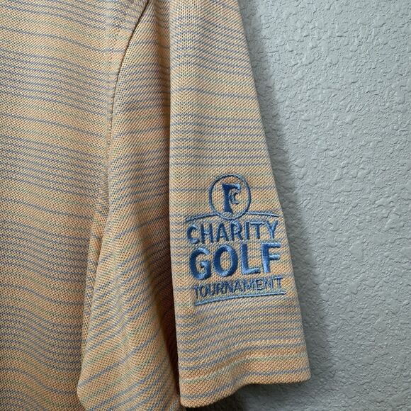 Southern Tide Mens Large T3 Tide To Trail Orange Striped Golf Polo Shirt - Picture 2 of 5